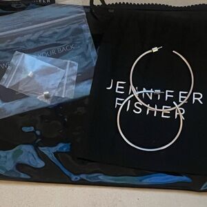 Jennifer Fisher 2” Square Thread Silver Hoops